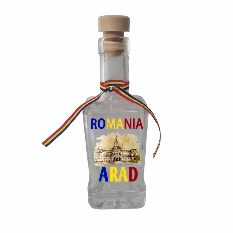 Arad romania, sticla cu mesaj patrata, 250 ml, model divgs318 04
